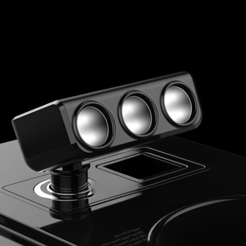 Bộ chia tẩu sạc xoay gập 90 độ, 3 cổng tẩu đa năng kèm 2 cổng USB