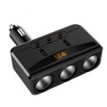 Bộ chia tẩu sạc xoay gập 90 độ, 3 cổng tẩu đa năng kèm 2 cổng USB