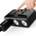 Bộ chia tẩu sạc xoay gập 90 độ, 3 cổng tẩu đa năng kèm 2 cổng USB
