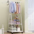 Kệ treo quần áo chữ A khung kim loại có bánh xe di chuyển, Màu trắng