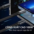 Cáp sạc siêu nhanh 3 đầu 100W micro USB, Type C tiện lợi