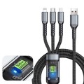 Cáp sạc siêu nhanh 3 đầu 100W micro USB, Type C tiện lợi