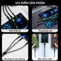 Cáp sạc siêu nhanh 3 đầu 100W micro USB, Type C tiện lợi