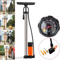 Bơm xe đạp bằng thép không gỉ có đồng hồ đo áp suất