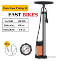 Bơm xe đạp bằng thép không gỉ có đồng hồ đo áp suất