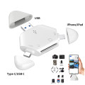 Đầu đọc thẻ nhớ đa năng cho điện thoại di động, laptop có cổng Iphone, Type C, Lightning