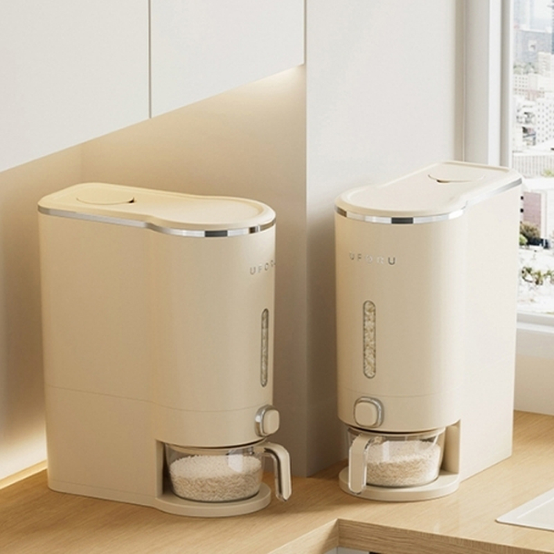 Thùng đựng gạo có nắp chống bụi màu kem sang trọng