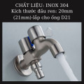 Vòi nước 2 đầu ra chất liệu inox không gỉ