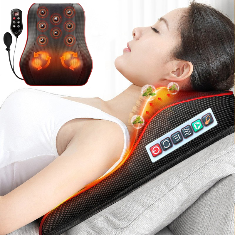 Gối massage vai gáy hồng ngoại 16 bi giảm căng thẳng, mệt mỏi tại nhà và trên ô tô