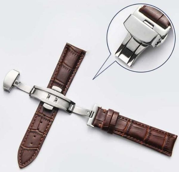 Bộ dây đồng hồ chất liệu da cao cấp có khoá cánh bướm chống gãy