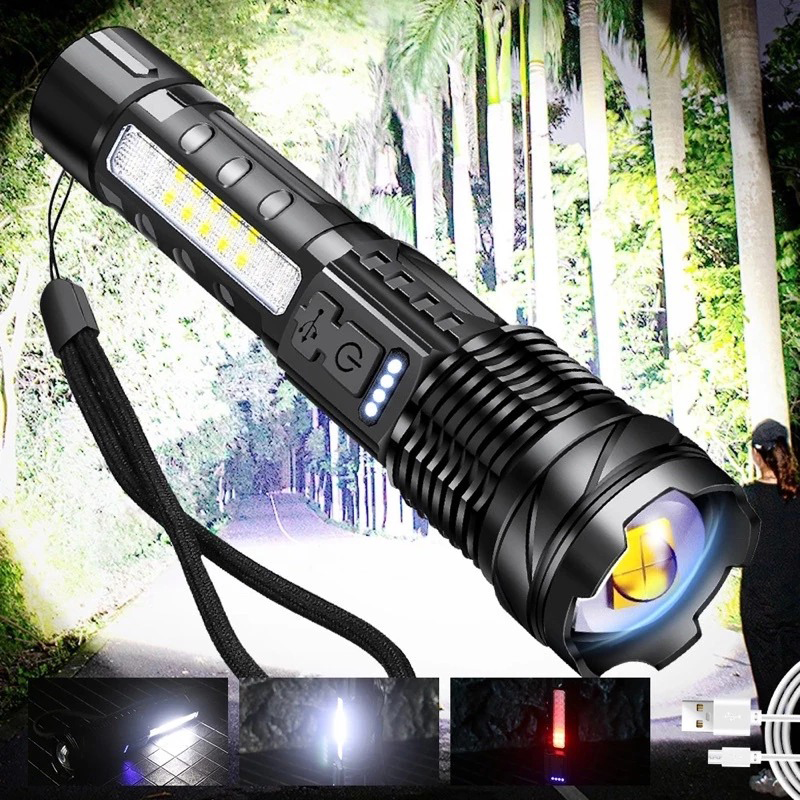 Đèn pin siêu sáng chiếu xa 500m có zoom xa gần tiện lợi
