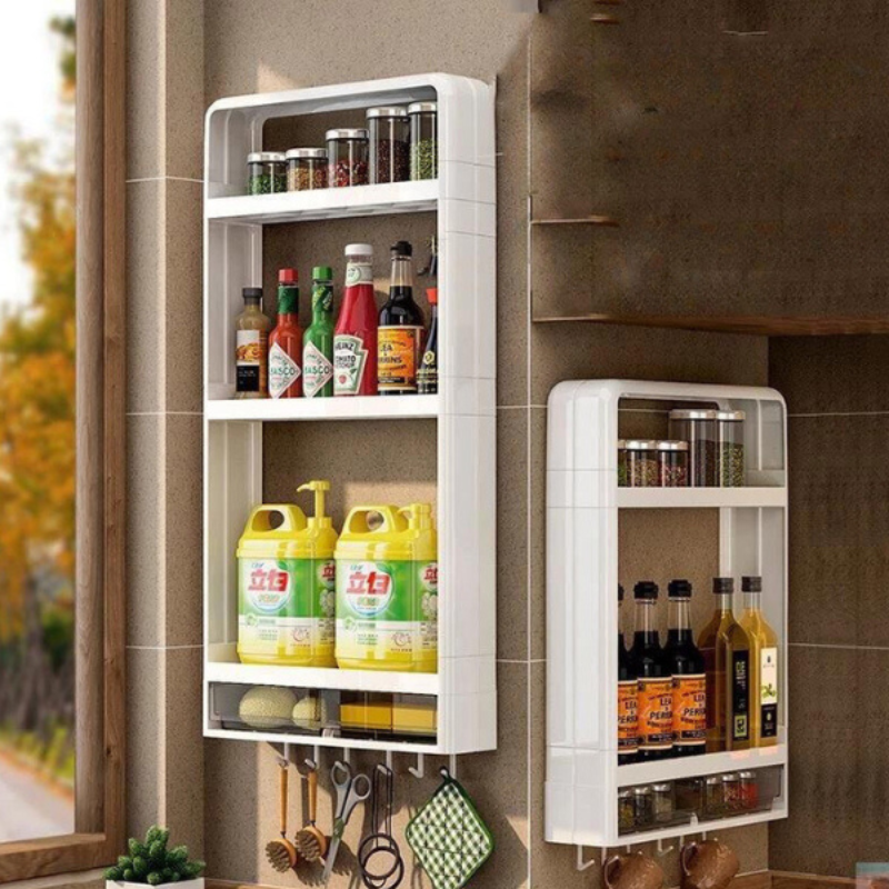Kệ 4 tầng đựng đồ nhà bếp dán tường siêu chắc chắc
