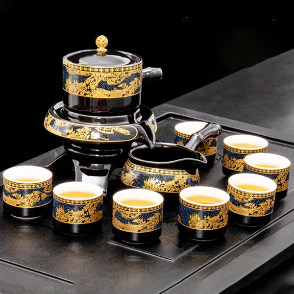 Bộ ấm chén từ sa cao cấp hoạ tiết hoa văn sang trọng 