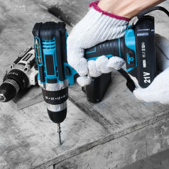 Máy khoan pin 21V loại 3 chức năng chuyên khoan tường, khoan sắt, khoan gỗ, Loại 1 pin