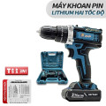 Máy khoan pin 21V loại 3 chức năng chuyên khoan tường, khoan sắt, khoan gỗ, Loại 1 pin