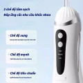 Máy tăm nước không dây kèm 4 đầu phun phù hợp cho người niềng răng, Màu trắng