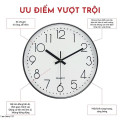 Đồng hồ treo tường động cơ kim trôi Quartz cao cấp, Màu đen viền vàng