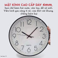 Đồng hồ treo tường động cơ kim trôi Quartz cao cấp, Màu đen viền vàng