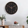 Đồng hồ treo tường động cơ kim trôi Quartz cao cấp, Màu đen viền vàng