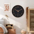 Đồng hồ treo tường động cơ kim trôi Quartz cao cấp, Màu đen viền vàng