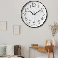 Đồng hồ treo tường động cơ kim trôi Quartz cao cấp, Màu đen viền vàng