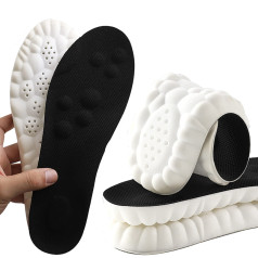 Combo 2 miếng lót giày 4D thể thao mềm mại co giãn giảm xóc, thoáng khí, Mặt đen - Đệm trắng - Size 41/42