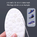 Combo 2 miếng lót giày 4D thể thao mềm mại co giãn giảm xóc, thoáng khí, Mặt đen - Đệm trắng - Size 41/42