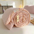 Chăn hè cotton đũi kẻ mềm mịn mát, Chăn đũi kẻ hồng	
