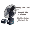 Quạt tích điện Makita làm mát cực nhanh, pin dung lượng lớn, QUẠT + 1 PIN + 1 SẠC