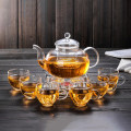Bộ ấm pha trà đế nến thủy tinh chịu nhiệt tốt có lõi lọc, Bộ ấm chén không khay (Có quai)