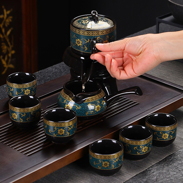 Bộ ấm chén trà đạo cối xay gốm sứ cao cấp