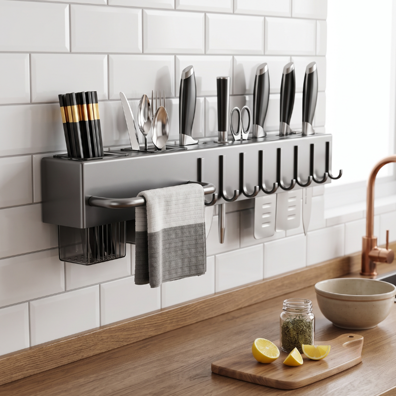 Kệ để dao kéo, dụng cụ nhà bếp chất liệu thép carbon bền chắc