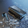 Tai nghe bluetooth cảm biến vân tay mặt gương led cao cấp, Màu đen