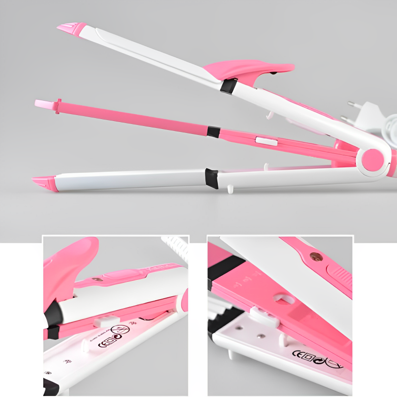 Máy tạo kiểu tóc uốn, duỗi, bấm đa năng 3 trong 1 KM-1213