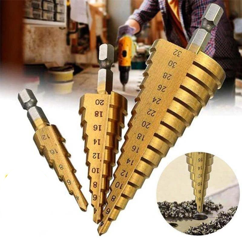 Bộ 3 mũi khoan tháp titanium 4 - 32mm đa năng