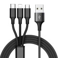 Cạp sạc 3 đầu sạc USB micro, type C, Lightning trong 1 bọc dây dù cao cấp