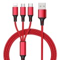 Cạp sạc 3 đầu sạc USB micro, type C, Lightning trong 1 bọc dây dù cao cấp