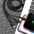 Cạp sạc 3 đầu sạc USB micro, type C, Lightning trong 1 bọc dây dù cao cấp