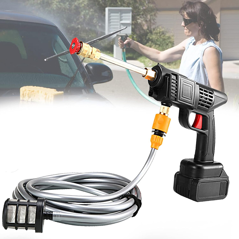 Máy rửa xe cầm tay mini gia đình công suất cao 400W 2 pin sạc