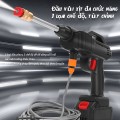Máy rửa xe cầm tay mini gia đình công suất cao 400W 2 pin sạc