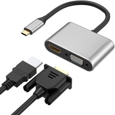 Bộ chuyển đổi cáp USB Type C sang cổng HDMI và VGA hợp kim nhôm