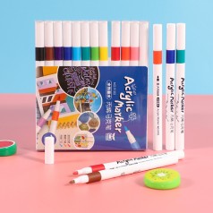 Bút màu acrylic marker đầu mềm vẽ trên mọi chất liệu, 24 màu	
