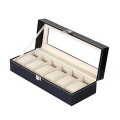 Hộp đựng đồng hồ 6 ngăn có nắp kính chống bụi cao cấp