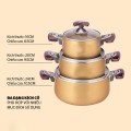 Bộ nồi Anod SH6634 chịu nhiệt kèm nắp kính sang trọng 