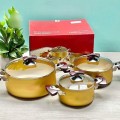 Bộ nồi Anod SH6634 chịu nhiệt kèm nắp kính sang trọng 