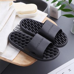 Dép đi trong nhà tắm, nhà vệ sinh cao su cao cấp chống trơn trượt, Màu đen - 1 đôi - Size 42-43