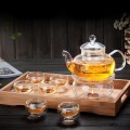 Bộ ấm pha trà đế nến thủy tinh chịu nhiệt tốt có lõi lọc, Bộ ấm chén không khay (Có quai)