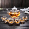 Bộ ấm pha trà đế nến thủy tinh chịu nhiệt tốt có lõi lọc, Bộ ấm chén không khay (Có quai)