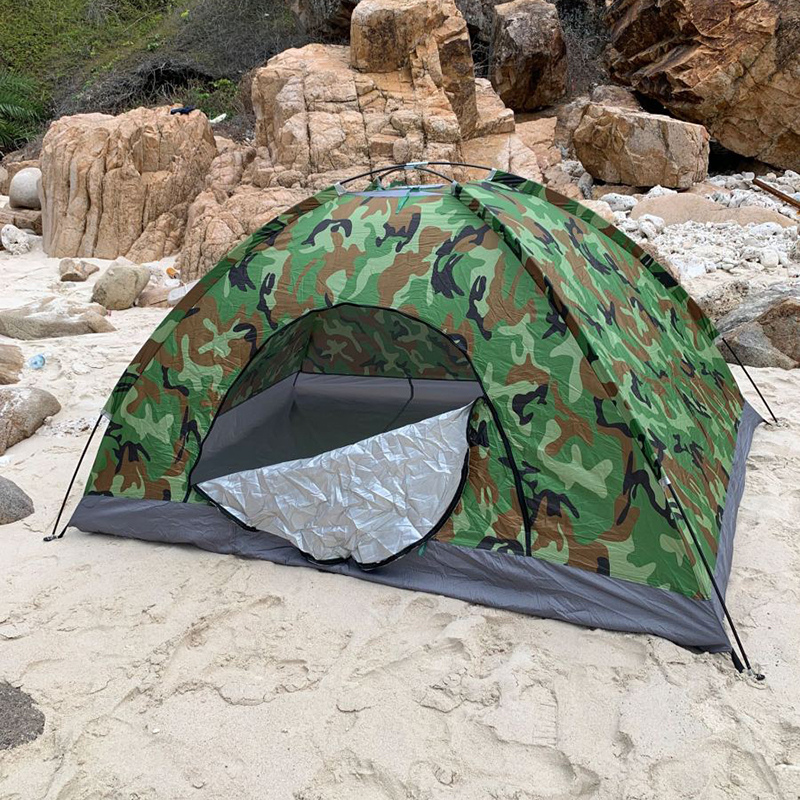 Lều cắm trại, du lịch gấp gọn, chống nước họa tiết rằn ri cho 1-3 người 
